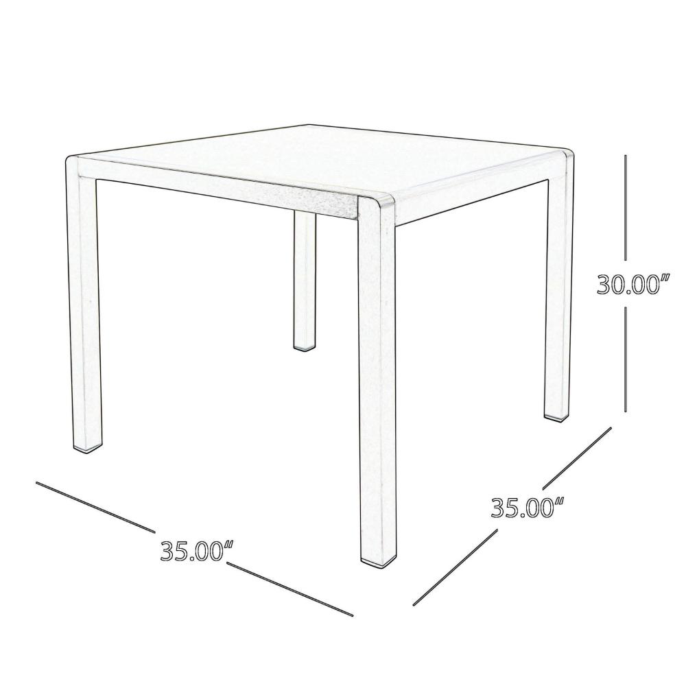 Kimi Outdoor Dining Table, Dark Gray Glass Top, Metal Frame, Square 35 Inch -BM323388