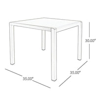 Kimi Outdoor Dining Table, Dark Gray Glass Top, Metal Frame, Square 35 Inch -BM323388