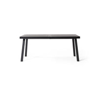 Villea Dining Table, Black Acacia Wood, Iron Base, Rectangular 69 Inch -BM323391
