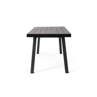 Villea Dining Table, Black Acacia Wood, Iron Base, Rectangular 69 Inch -BM323391