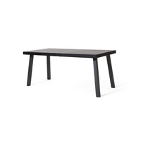 Villea Dining Table, Black Acacia Wood, Iron Base, Rectangular 69 Inch -BM323391