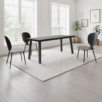 Villea Dining Table, Black Acacia Wood, Iron Base, Rectangular 69 Inch -BM323391