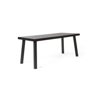 Villea Dining Table, Black Acacia Wood, Iron Base, Rectangular 69 Inch