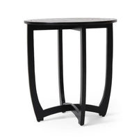 Retch Dining Table, Round Black Solid Wood, Cross Stretcher Base, 28 Inch -BM323392