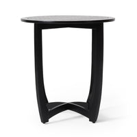 Retch Dining Table, Round Black Solid Wood, Cross Stretcher Base, 28 Inch -BM323392
