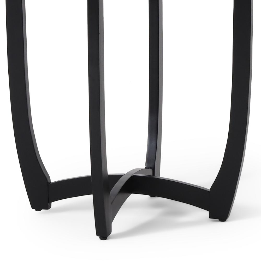 Retch Dining Table, Round Black Solid Wood, Cross Stretcher Base, 28 Inch -BM323392