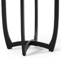Retch Dining Table, Round Black Solid Wood, Cross Stretcher Base, 28 Inch -BM323392