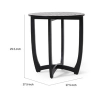 Retch Dining Table, Round Black Solid Wood, Cross Stretcher Base, 28 Inch -BM323392