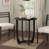 Retch Dining Table, Round Black Solid Wood, Cross Stretcher Base, 28 Inch -BM323392