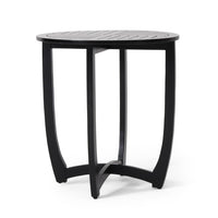 Retch Dining Table, Round Black Solid Wood, Cross Stretcher Base, 28 Inch