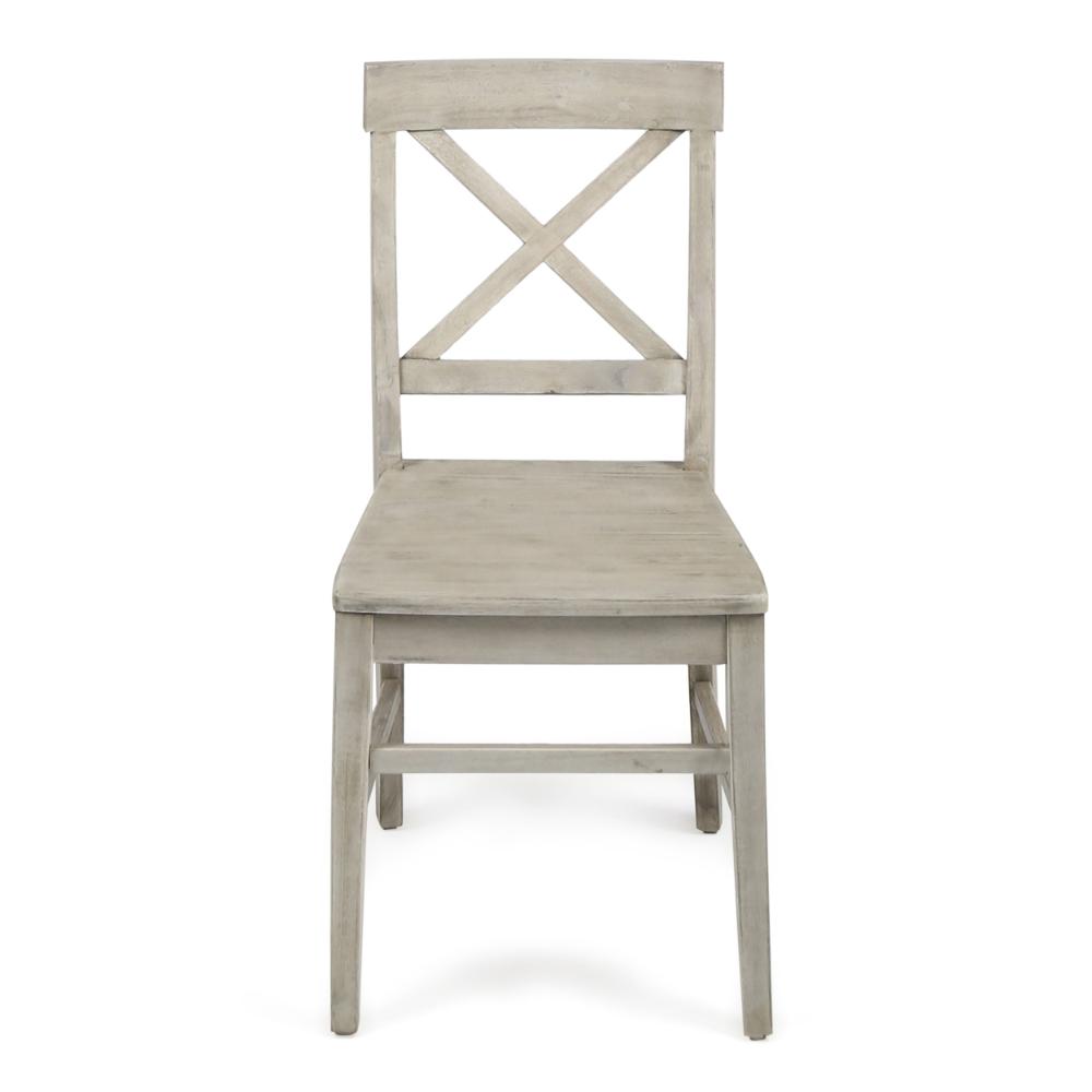 Ricks Dining Chair Set of 2, X Shape Back, Light Gray Acacia Wood Frame -BM323393