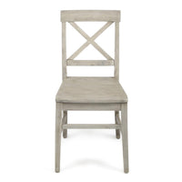 Ricks Dining Chair Set of 2, X Shape Back, Light Gray Acacia Wood Frame -BM323393