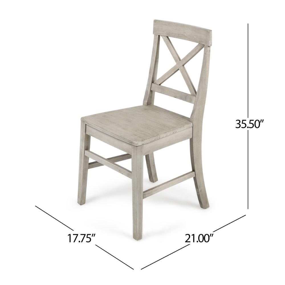 Ricks Dining Chair Set of 2, X Shape Back, Light Gray Acacia Wood Frame -BM323393
