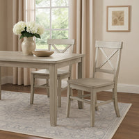 Ricks Dining Chair Set of 2, X Shape Back, Light Gray Acacia Wood Frame -BM323393