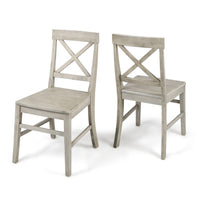 Ricks Dining Chair Set of 2, X Shape Back, Light Gray Acacia Wood Frame -BM323393