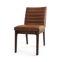 Lissa Dining Chair, Channel Stitching, Brown Polyester Cushions, Wood Legs -BM323395