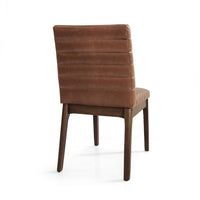 Lissa Dining Chair, Channel Stitching, Brown Polyester Cushions, Wood Legs -BM323395