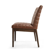 Lissa Dining Chair, Channel Stitching, Brown Polyester Cushions, Wood Legs -BM323395