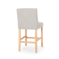 Seliva Counter Stool Chair Set of 2, Light Gray Fabric, Tufted, Brown Wood -BM323408