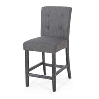 Sika Counter Height Stool Chair Set of 2, Tufted Dark Charcoal Gray Fabric -BM323410