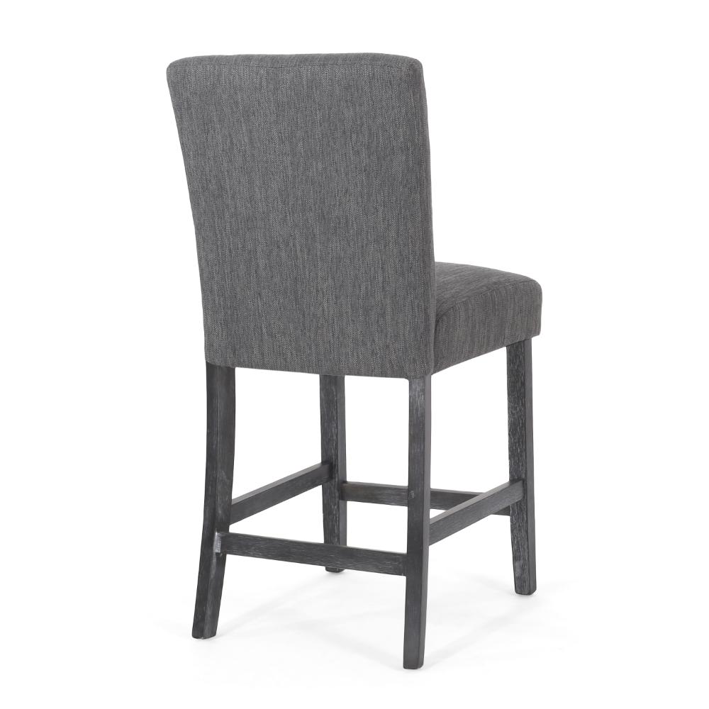 Sika Counter Height Stool Chair Set of 2, Tufted Dark Charcoal Gray Fabric -BM323410