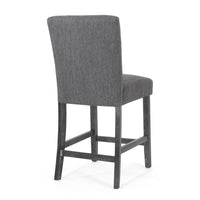 Sika Counter Height Stool Chair Set of 2, Tufted Dark Charcoal Gray Fabric -BM323410