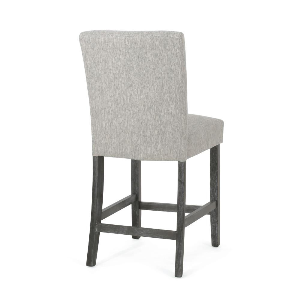 Sika Counter Height Stool Chair Set of 2, Tufted Light Gray, Charcoal Wood -BM323412