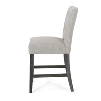 Sika Counter Height Stool Chair Set of 2, Tufted Light Gray, Charcoal Wood -BM323412