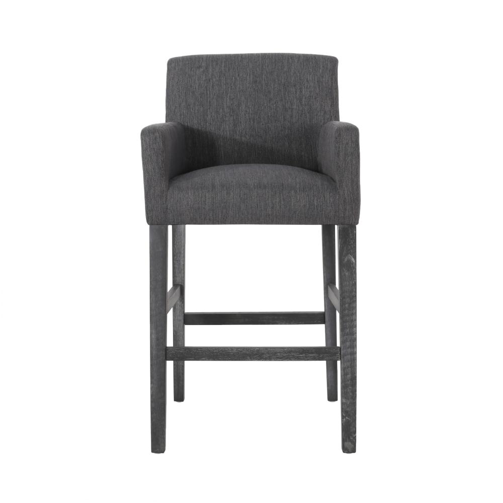 Rekah Barstool Chair, Charcoal Fabric and Wood Frame, Soft Cushioning -BM323413