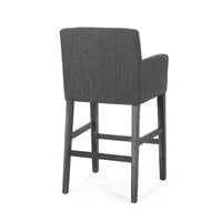 Rekah Barstool Chair, Charcoal Fabric and Wood Frame, Soft Cushioning -BM323413