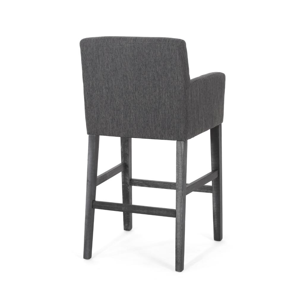 Rekah Barstool Chair, Charcoal Fabric and Wood Frame, Soft Cushioning -BM323413