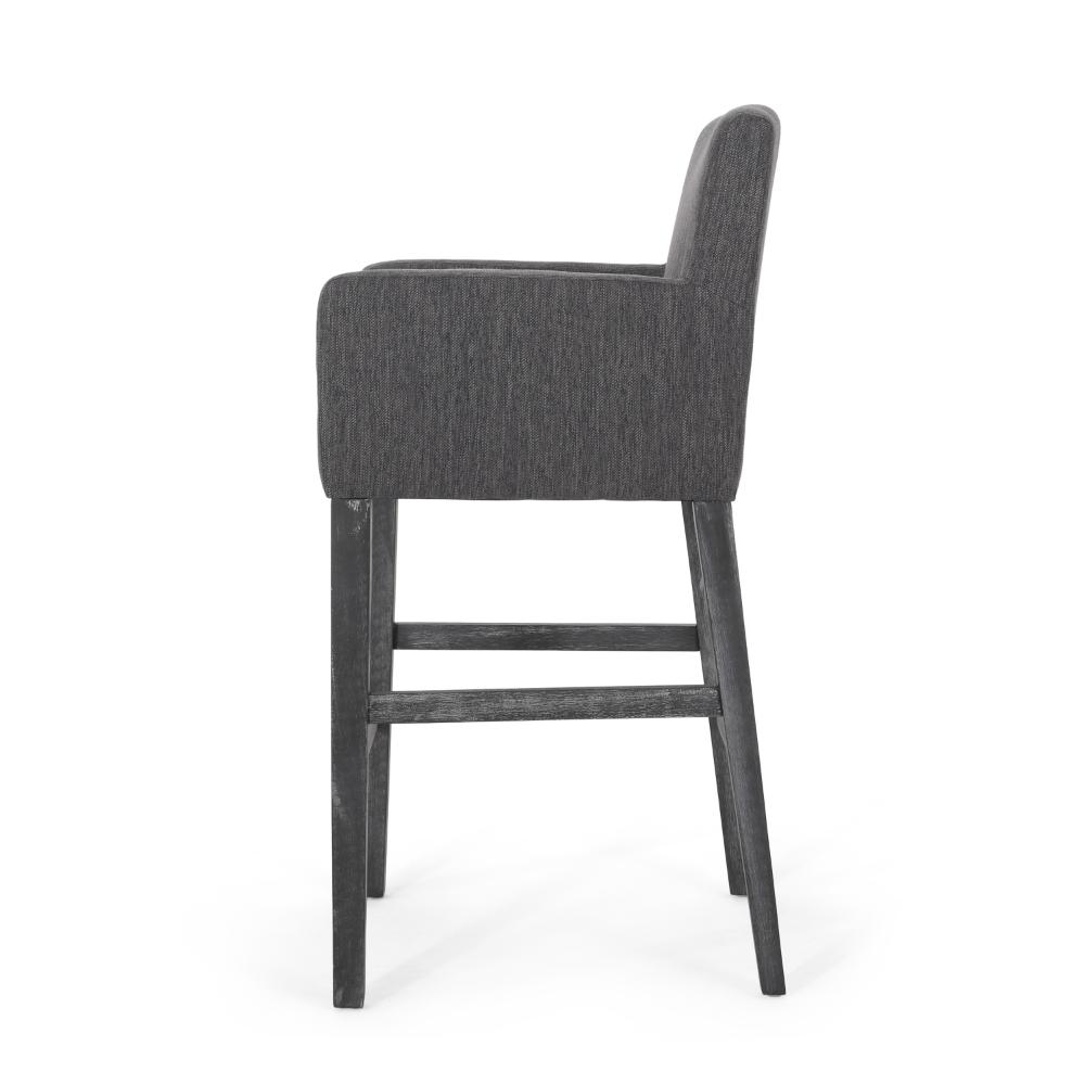 Rekah Barstool Chair, Charcoal Fabric and Wood Frame, Soft Cushioning -BM323413