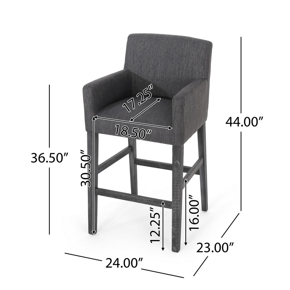 Rekah Barstool Chair, Charcoal Fabric and Wood Frame, Soft Cushioning -BM323413