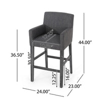 Rekah Barstool Chair, Charcoal Fabric and Wood Frame, Soft Cushioning -BM323413