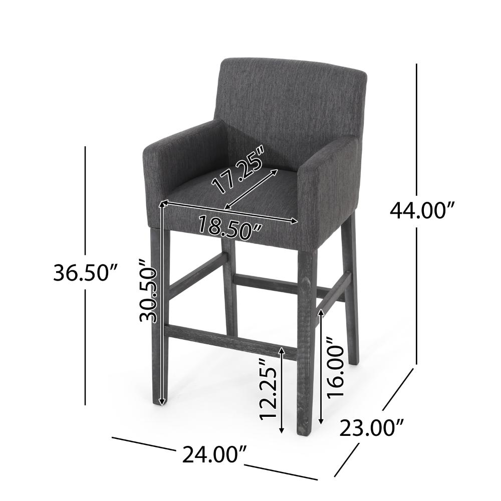 Rekah Barstool Chair, Charcoal Fabric and Wood Frame, Soft Cushioning -BM323413