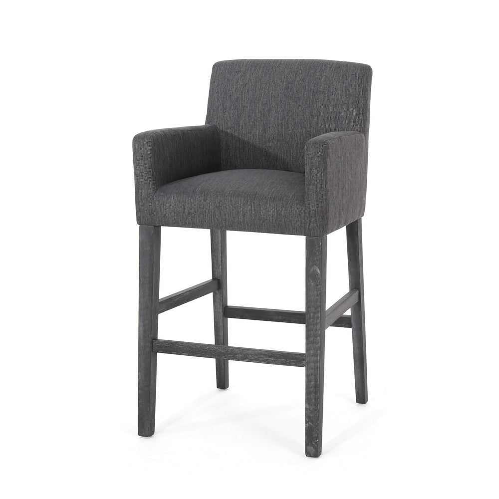 Rekah Barstool Chair, Charcoal Fabric and Wood Frame, Soft Cushioning -BM323413