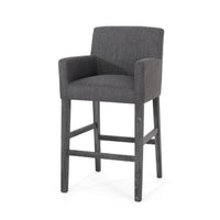 Rekah Barstool Chair, Charcoal Fabric and Wood Frame, Soft Cushioning -BM323413