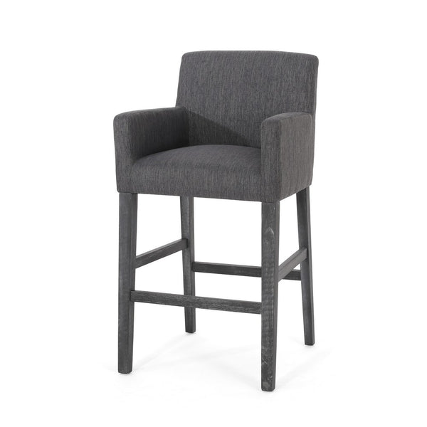 Rekah Barstool Chair, Charcoal Fabric and Wood Frame, Soft Cushioning -BM323413