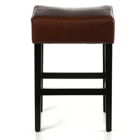 Piya Counter Stool Set of 2, Backless, Brown Bonded Leather, Black Legs -BM323414