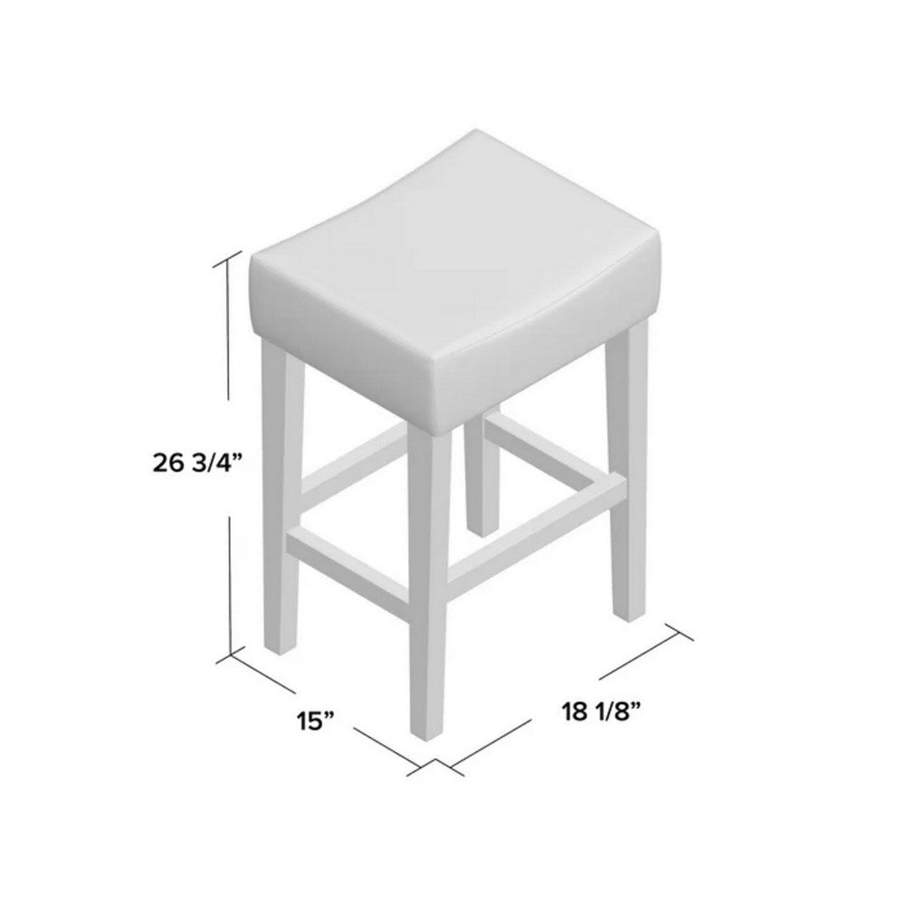 Piya Counter Stool Set of 2, Backless, Brown Bonded Leather, Black Legs -BM323414