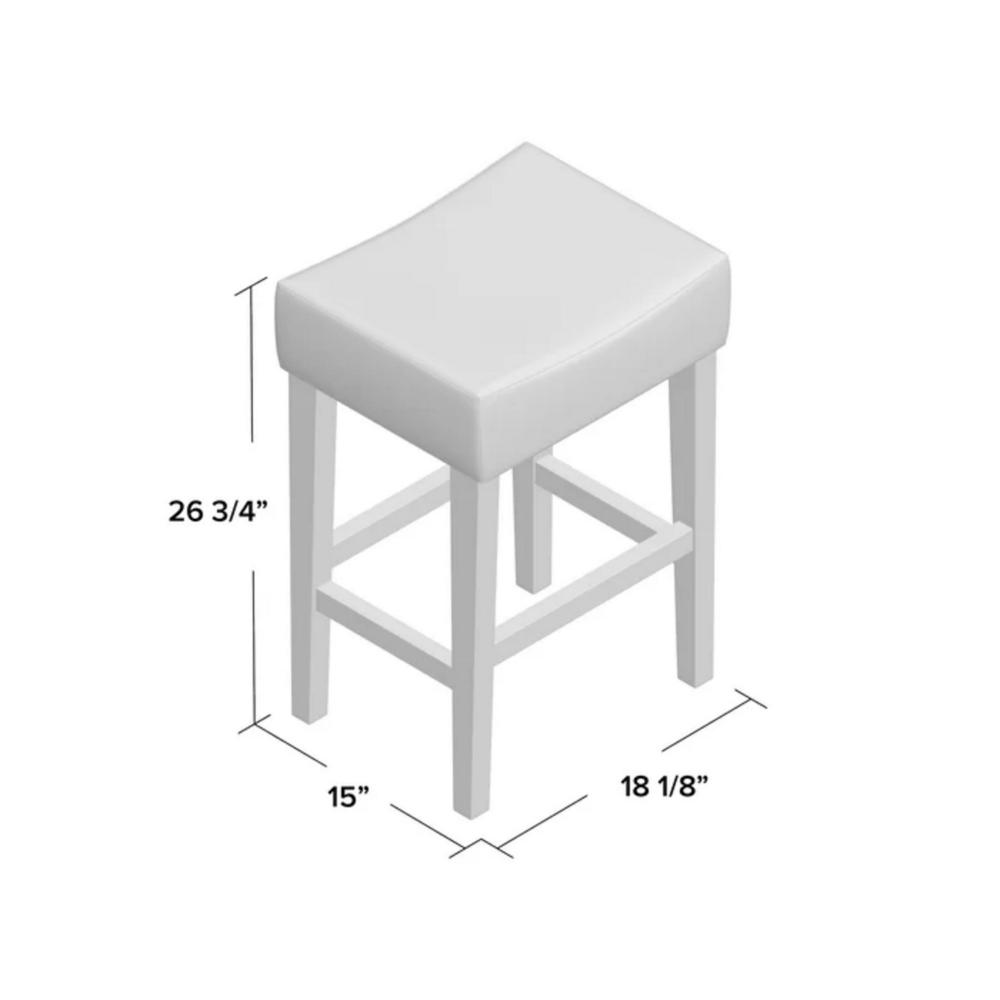 Piya Counter Stool Set of 2, Backless, Brown Bonded Leather, Black Legs -BM323414