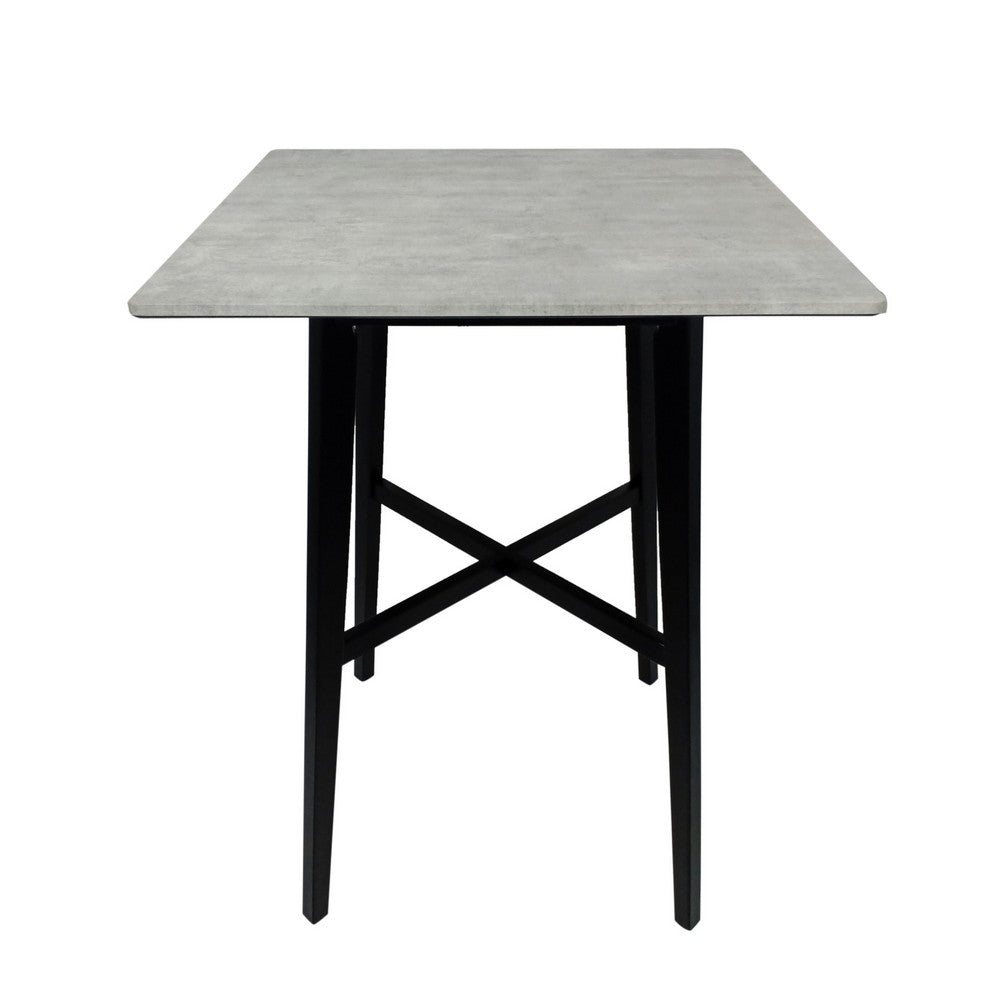 Ashi Bar Height Dining Table, 31 Inch, White Laminate, Black Wood Frame -BM323418