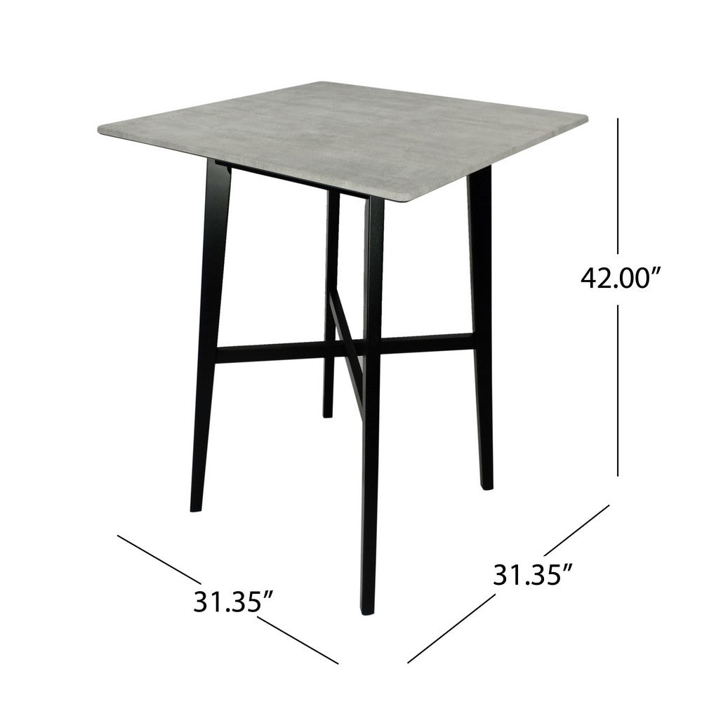 Ashi Bar Height Dining Table, 31 Inch, White Laminate, Black Wood Frame -BM323418