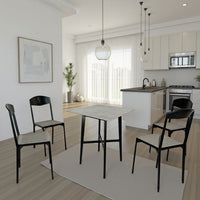 Ashi Bar Height Dining Table, 31 Inch, White Laminate, Black Wood Frame -BM323418