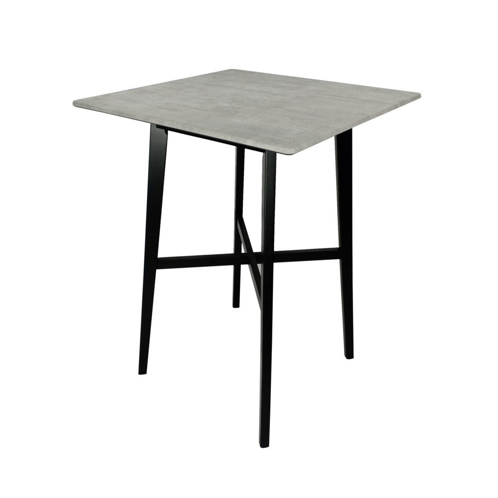 Ashi Bar Height Dining Table, 31 Inch, White Laminate, Black Wood Frame -BM323418