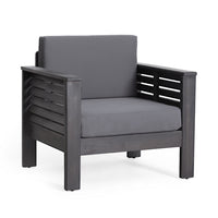 Siyal Outdoor Club Accent Chair Set of 2, Soft Dark Gray, Acacia Wood -BM323421