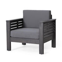 Siyal Outdoor Club Accent Chair Set of 2, Soft Dark Gray, Acacia Wood -BM323421