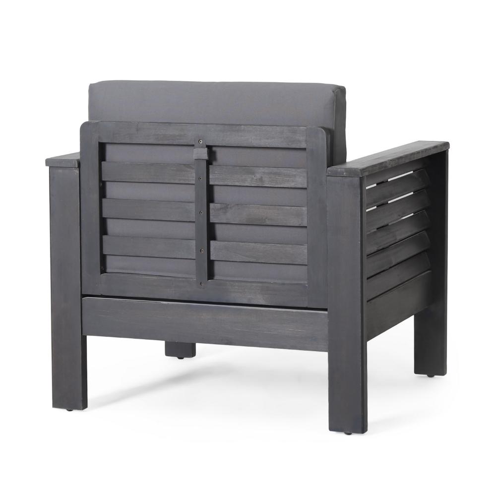 Siyal Outdoor Club Accent Chair Set of 2, Soft Dark Gray, Acacia Wood -BM323421