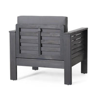 Siyal Outdoor Club Accent Chair Set of 2, Soft Dark Gray, Acacia Wood -BM323421