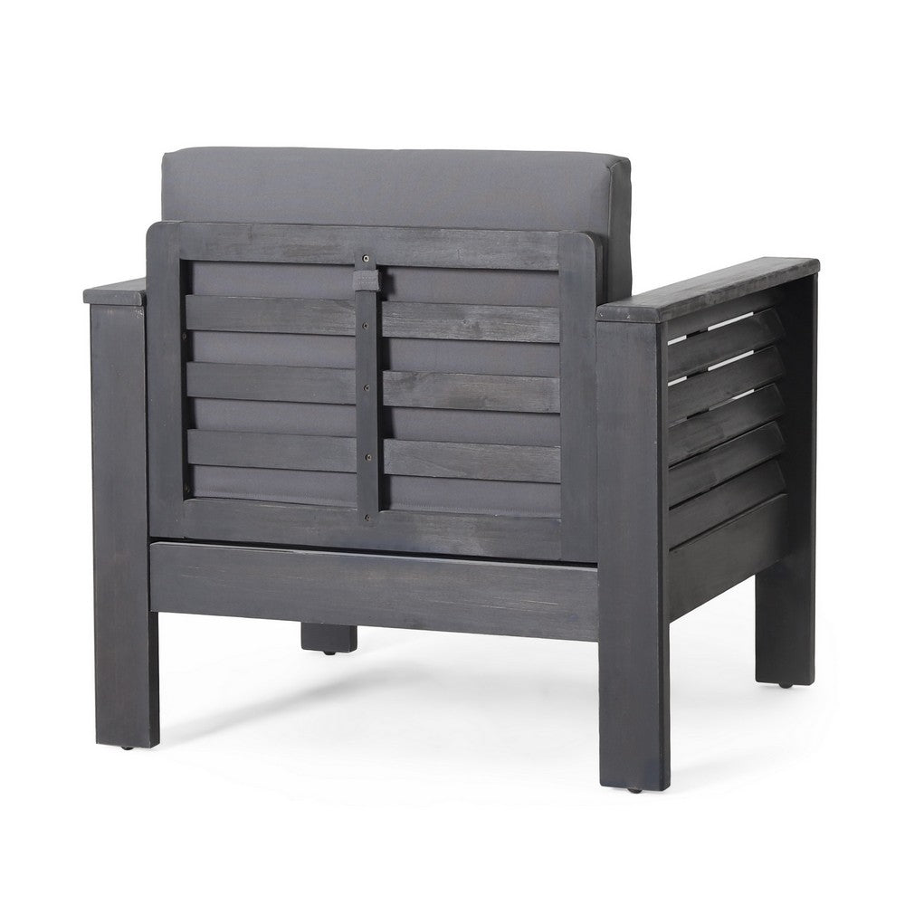 Siyal Outdoor Club Accent Chair Set of 2, Soft Dark Gray, Acacia Wood -BM323421